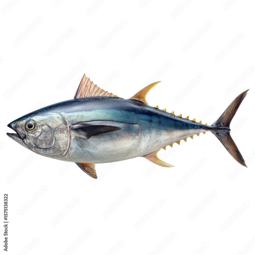 Fototapeta premium Stunning Bluefin Tuna: A Marvel of the Ocean on white background