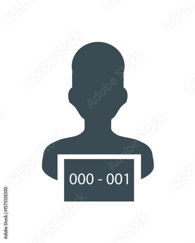 Silhouette of a person holding a sign with the number 000-001, suggesting identification or a mugshot.
