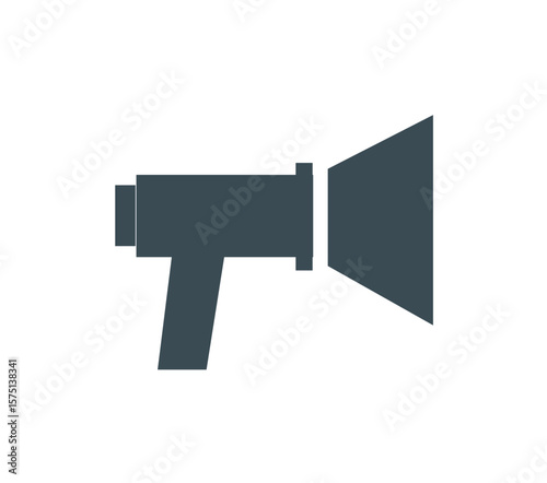 Simple graphic icon of a megaphone, representing announcement and communication.