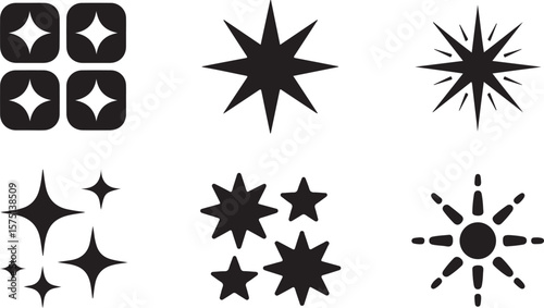 Star and Sparkle Shapes Icons