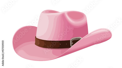 Stylish Pink Cowboy Hat with Brown Band and Metal Buckle