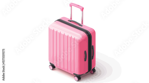 Pink Hard-Shell Suitcase with Wheels - Isometric View