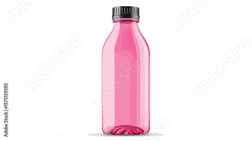 Pink Water Bottle Close-Up on White Background