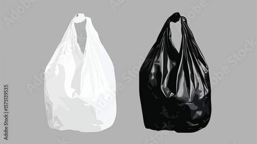 Eco-Friendly Plastic Bag Black and White Flat Icon for Editing