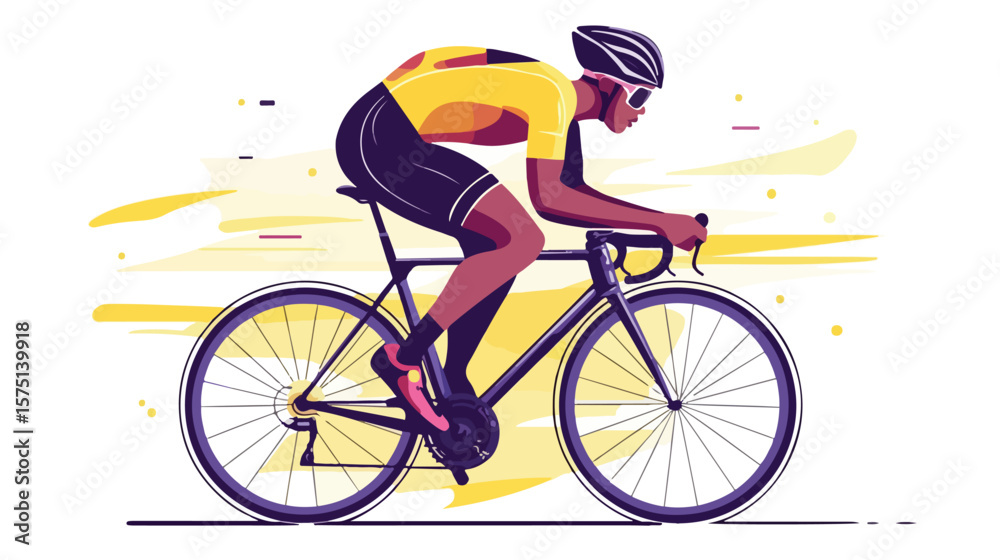 Fototapeta premium Pro Cyclist Riding Black Bicycle - Professional Sports Image