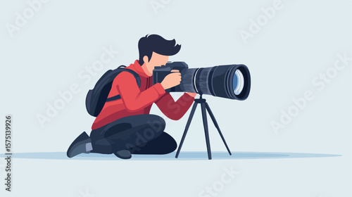 Professional Photographer Using SLR Camera