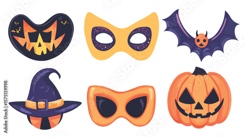Halloween Props for Spooky Party Decor - Vector Illustration