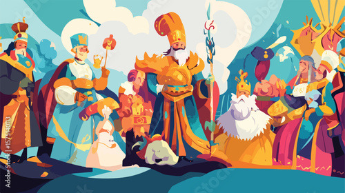 Enchanting Heroic Tale in Pushkin's Fairy Tales Illustration