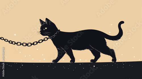 Enchanting Black Cat Walking on Chair in Fairy Tale Setting