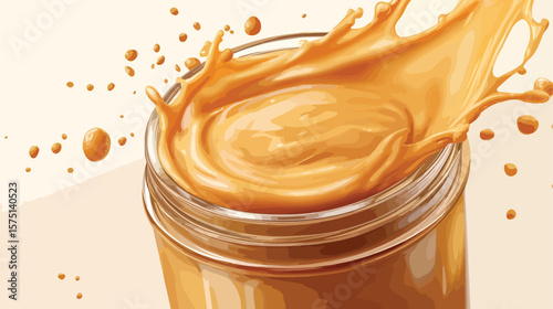 Organic Peanut Butter Splash Liquid, Natural Food Product Photography