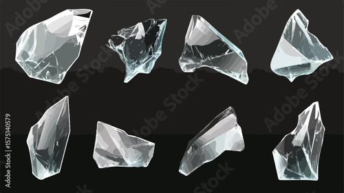 Transparent Broken Glass Shards for Creative Design Projects