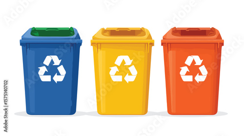 Professional Recycling Bin Symbol on White Background