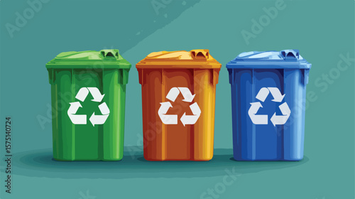 Recycling Symbol on Plastic Garbage Container