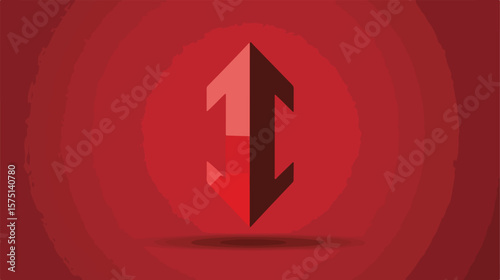 Red Arrow Icon Pointing Upward and Downward for Growth and Decline