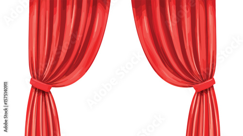 Elegant Red Curtain Flat Vector Design on White Background