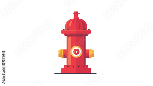 Red Fire Hydrant in Flat Style Isolated on White Background