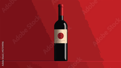 Elegant Red Wine Bottle Label Design Vector Illustration