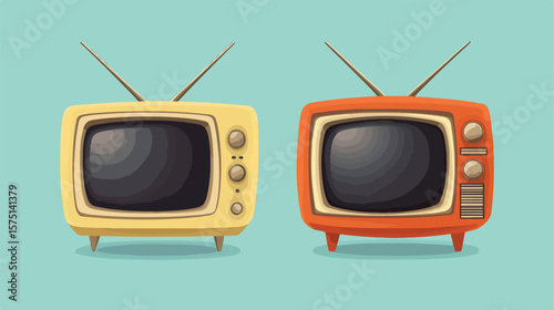 Vintage Television Flat Vector Icon Design for Graphic Projects