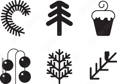 Christmas Trees and Holiday Decorations Icons