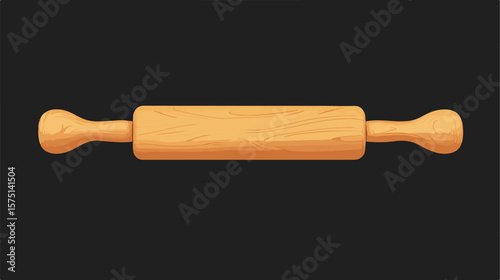 Sleek Rolling Pin Flat Vector Design on Black Background