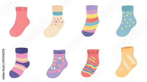 Colorful Socks Vector on White Background for Designs