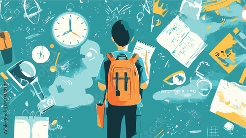 Student Planning Task with Flat Vector Illustration