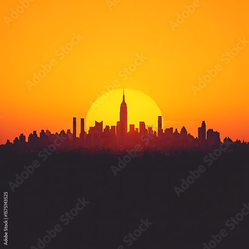 Wallpaper Mural Silhouette of a city skyline at sunset. Torontodigital.ca