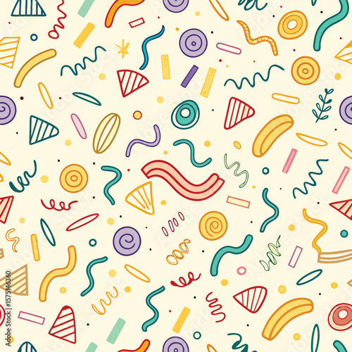 Abstract pattern with colorful shapes and lines (1)