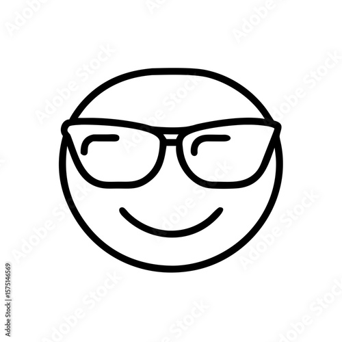 A stylish smiley face with sunglasses expresses coolness, confidence, and a carefree attitude, capturing the essence of contemporary emojis.