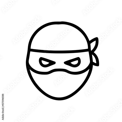 An enigmatic ninja head icon, poised in the shadows, a symbol of stealth, mystery, and skillful mastery.