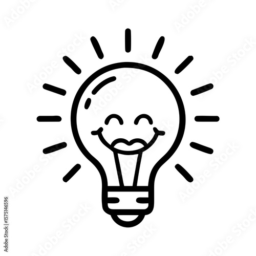 Happy Lightbulb Idea Cartoon