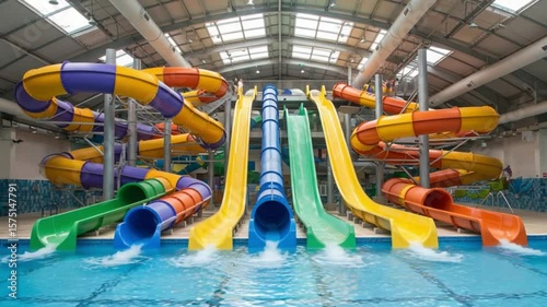 Wallpaper Mural Indoor water park with colorful slides Torontodigital.ca