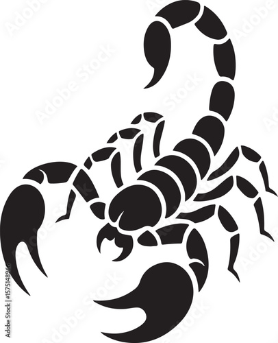 Black scorpion silhouette segmented tail claws raised arachnid arthropod