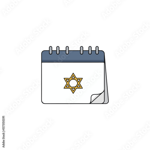 Jewish calendar icon – Rosh Hashanah flat Vector illustration