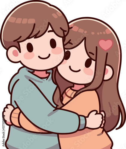 抱き合うカップルのイラスト
