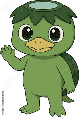かわいいカッパのキャラクターのイラスト