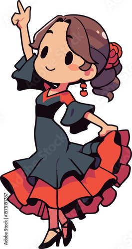 フラメンコのダンサーの女性のイラスト