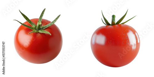 Fresh Red Tomatoes with Green Stems on Black Background