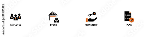 Esop banner web icon vector illustration concept for employee stock ownership plan with icon of management, bank, graph, fund, investment and statistics