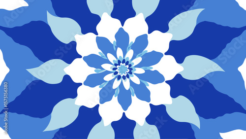 Abstract floral design with blue and white shades creating a harmonious and modern pattern