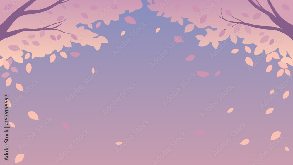 Beautiful floral illustration depicting cherry blossom petals falling with gradient background Beautiful floral illustration depicting cherry blossom petals falling with gradient background