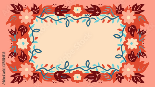 Wallpaper Mural Decorative floral frame with autumnal colors suitable for various design projects Torontodigital.ca