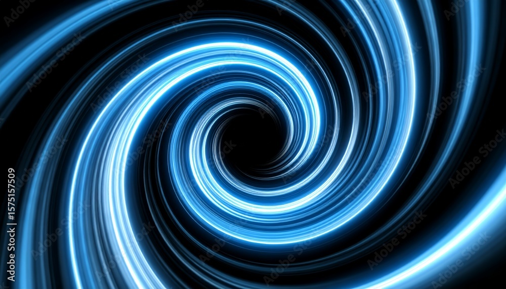 Fototapeta premium Abstract Swirl Lines Glowing Blue Light Optical Illusion Background