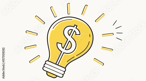 Dollar Light Bulb Vector Icon for Business Ideas and Financial Innovation