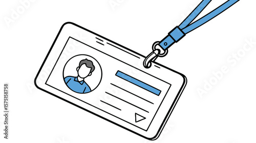 Employee ID Badge Vector Icon with Avatar and Blue Clip