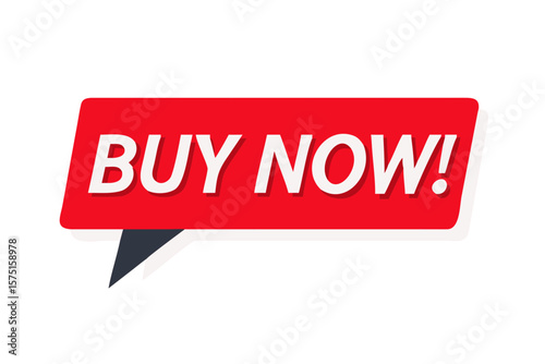Buy now banner. Buy now speech bubble label. Vector illustration.

