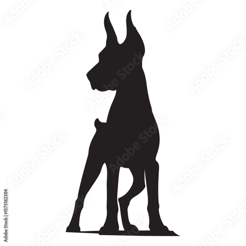 A black silhouette of a Dobermann Terrier vector