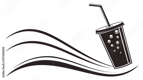 Soda Cup with Straw Silhouette Vector Icon