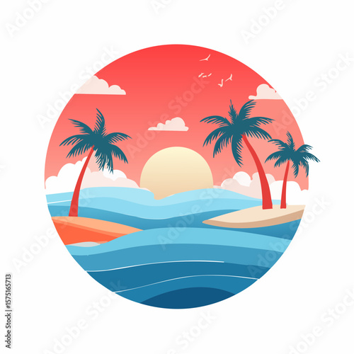추상적인 열대 해변 일러스트 Abstract Tropical Beach Illustration