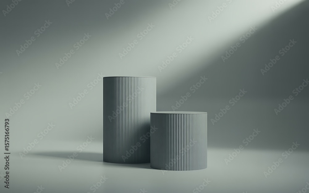 Ribbed cylinders display pedestal studio Ribbed cylinders display pedestal studio